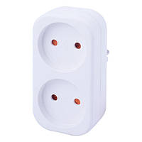 Трійник побутовий e.socket.002.10.2, 2 гнізда, 2P, 10 А, без уземлення
