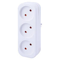 Трійник побутовий e.socket.003.10.2, 3 гнізда, 2P, 10 А, без уземлення