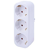 Трійник побутовий e.socket.003.16.3, 3 гнізда, 2P+PE, 16 А, із заземленням