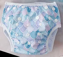 Багаторазові універсальні підгузки-трусики на кнопках для плавання 0-2 роки (луска)