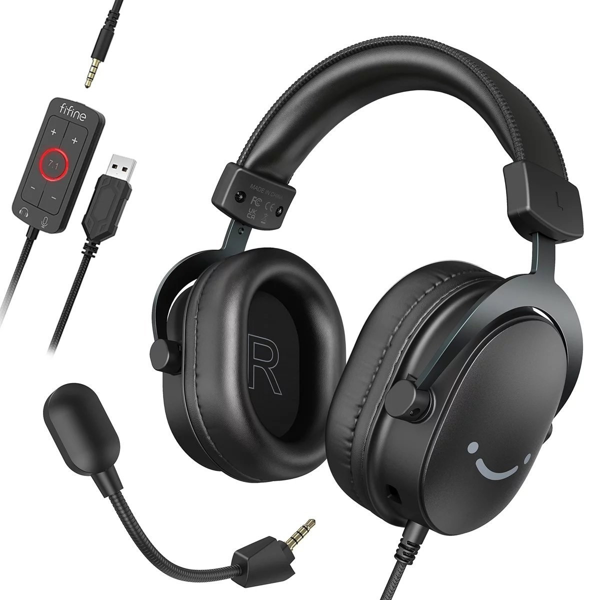 ⇒ Fifine H9 (Black) – це накладні геймерські дротові навушники з об'ємним звуком 7.1