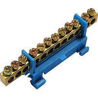 Шина нульова з основою для кріплення на DIN-рейку e.bs.stand.1.12 12 отворів, синя