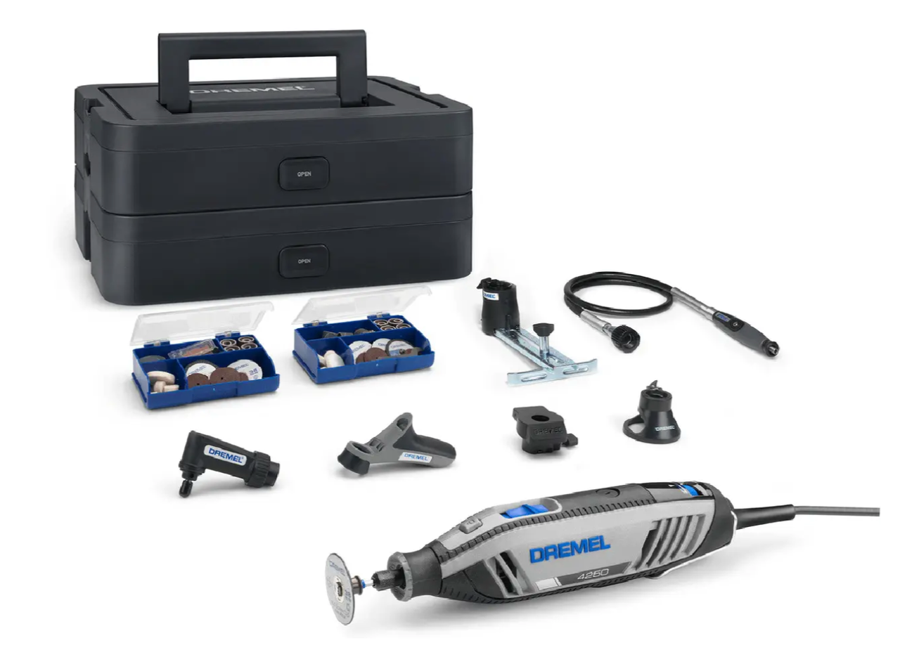 Багатофункціональний інструмент Dremel 4250 Platinum+ з 6 насадками та 128 аксесуарами, у кейсі (F0134250JS)