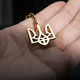 Брелок тризуб України герб Україна в золотому кольорі, фото 2