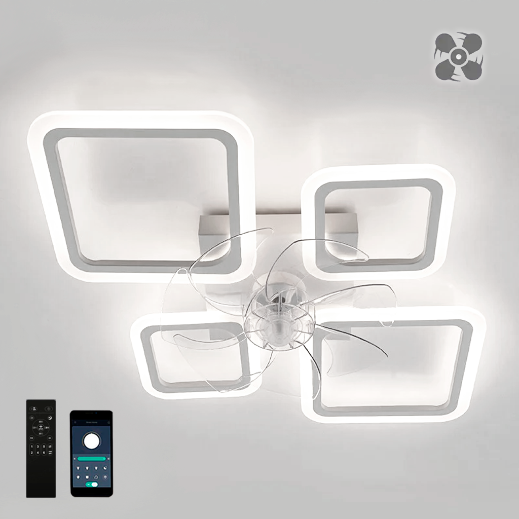 Смарт люстра з вентилятором FAN OVAL 70W+18W APP біла Esllse керована світлодіодна 760x560x120мм LED WHITE