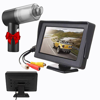 Дисплей для двох камер LCD 4,3'' + Подарунок Автомобільний пилосос 2в1, 120Вт / Дисплей для камер автомобіля