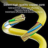 Кабель передачі даних 4-в-1 зі спіральною намоткою 65 Вт USB-A + Type-C на Type-C + Lightning 1,5 м Жовтий, фото 7