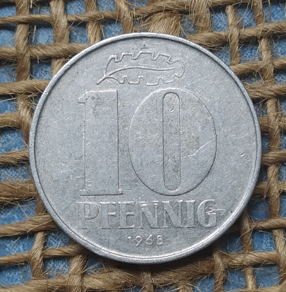 10 пфенiгiв 1968 року. Нiмеччина - НДР, фото 1