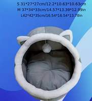 Спальне місце для собак та котів з подушкою Теплий м'який будиночок лежанка з іграшкою, розмір М