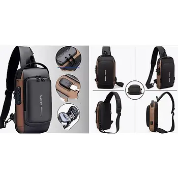 Нагрудна сумка з протиприпасованим замком із паролем Backpack AND XL1228 32х16х6 см Лучшая цена