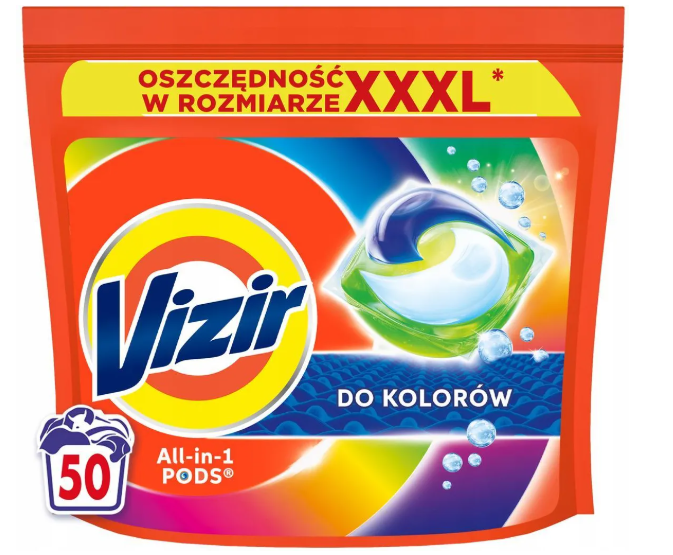 Капсули для прання кольорової білизни Vizir Go Pods Color 3 в 1 50 шт, фото 1