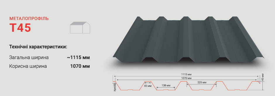 Профнастил Т-45, фото 1