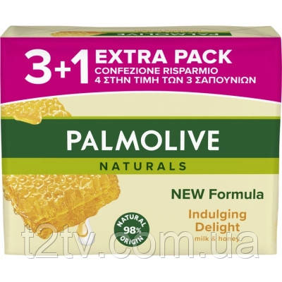 Тверде мило Palmolive Naturals Молочко і мед 4 х 90 г (8718951597648), фото 1