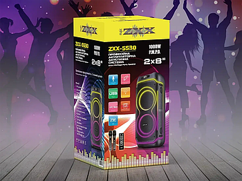 Акустична переносна колонка ZXX-5530 80Вт 2x8" TWS/FM/USB/TF/BT/REC/LED/2MIC/ДК (1)