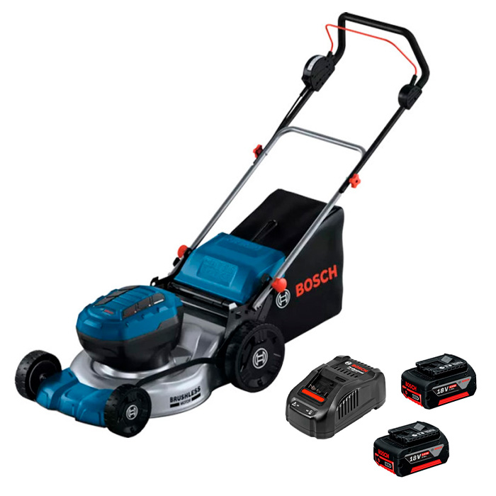 Професійна акумуляторна газонокосарка Bosch GRA 18V2-46 Professional з АКБ 2шт-18V 5Ah GAL 1880 CV, фото 1