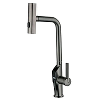 Змішувач для кухні з висувною лійкою Mixxus FALCON 014 GRAPHITE, 4 режими,з індикатором температури
