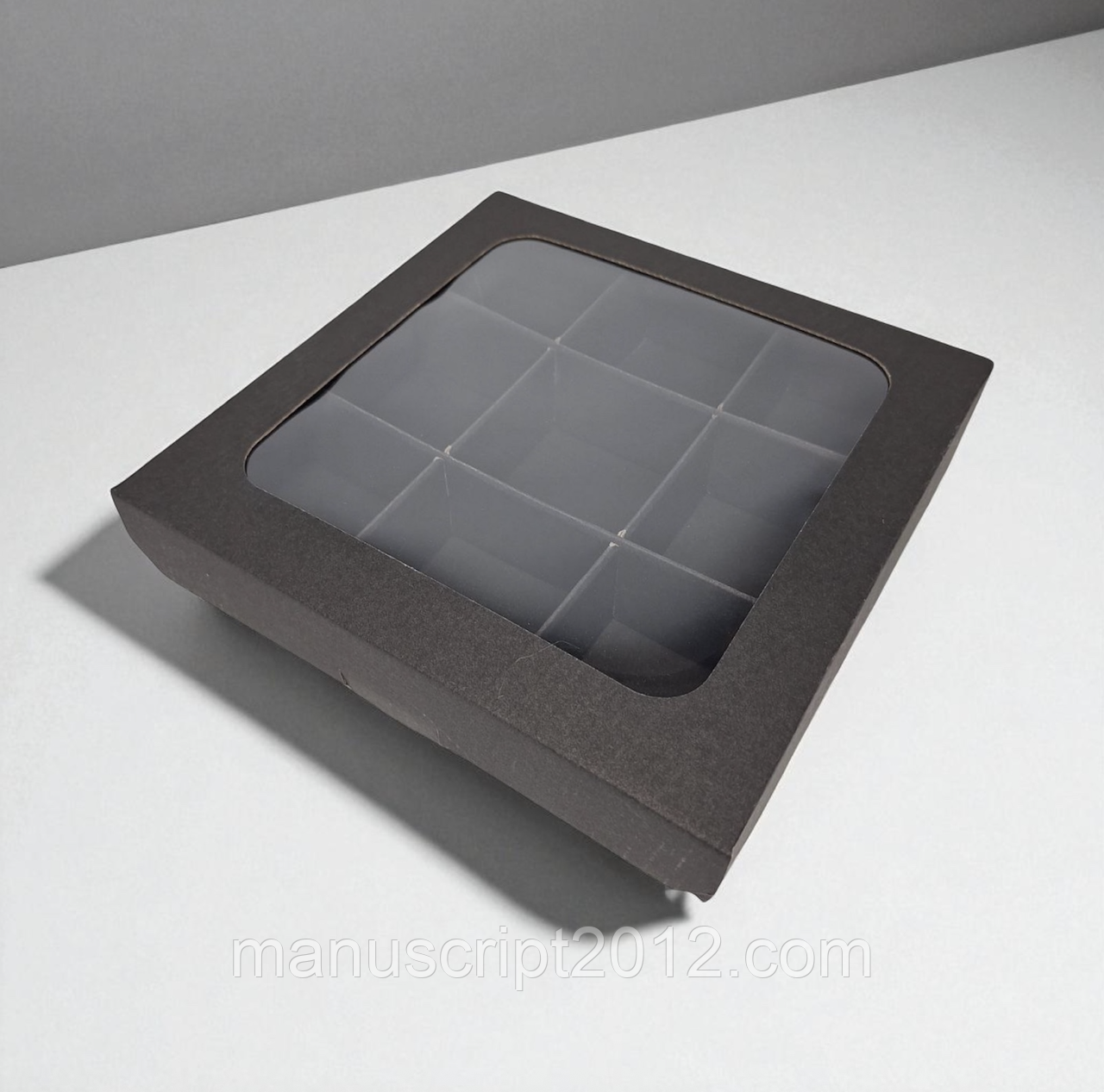 Коробка для горіхів, сухофруктів (250х250х55мм.) чорна, фото 1