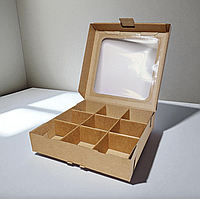 Коробка для горіхів, сухофруктів (250х250х55мм.) крафт