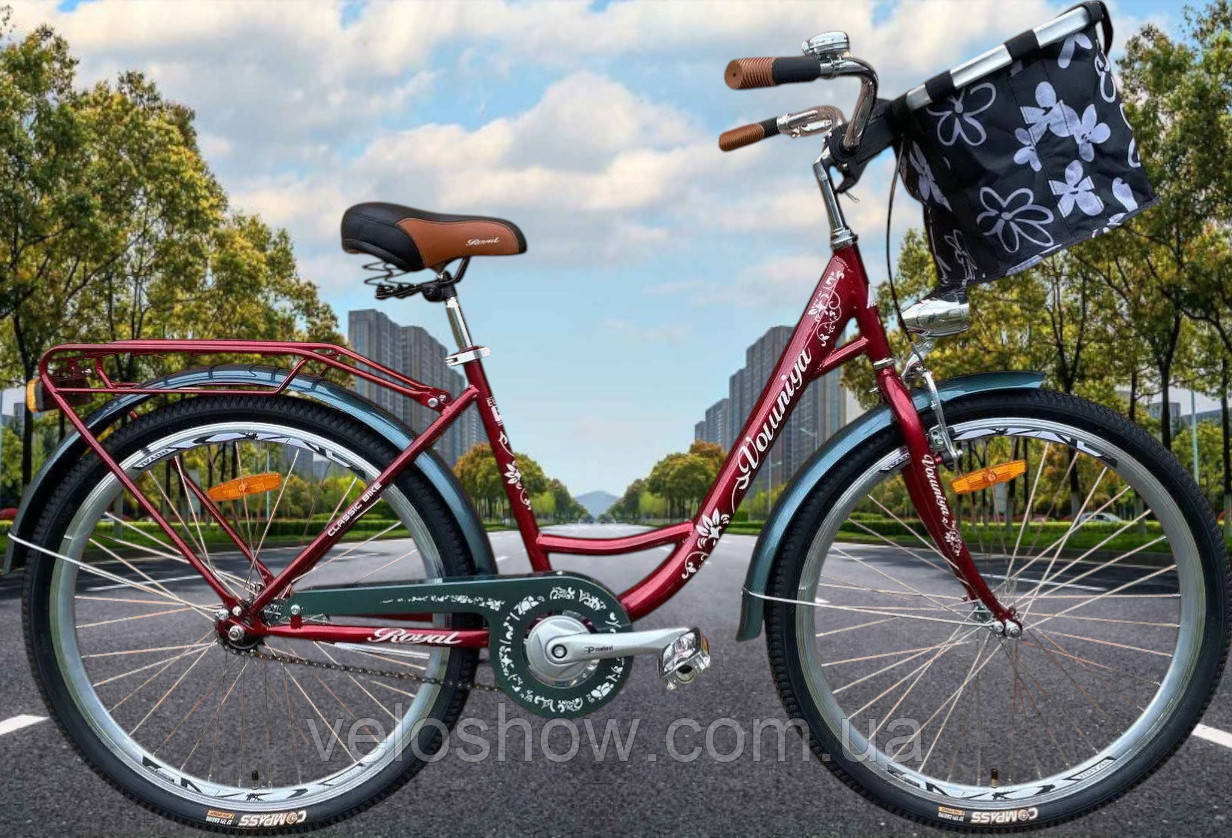 Дорожній міський 28 Volunia Royal жіночий велосипед Люкс Україна з кошиком і фарою Волинь, фото 1