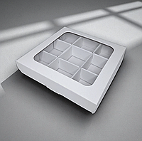 Коробка для горіхів, сухофруктів (250х250х55мм.) біла