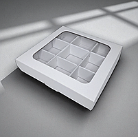 Коробка для горіхів, сухофруктів (250х250х55мм.) біла