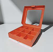 Коробка для горіхів, сухофруктів (250х250х55мм.) червона