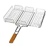 Решітка  для гриля 43x33x7.5 см з нержавіючої сталі з дерев'яною ручкою для мангалу та барбекю, фото 2