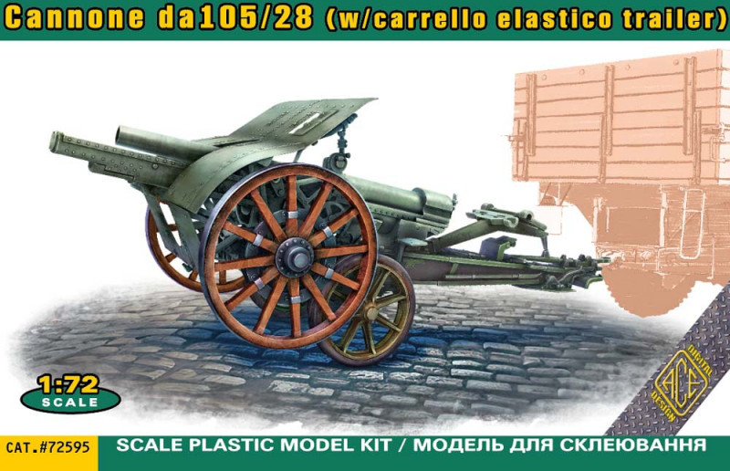 Пластикова модель 1/72 ACE 72595 італійська польова гармата Cannone da 105/28 з причепом
