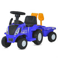 Дитяча каталка-толокар Bambi 658T-4 трактор із причепом, синій