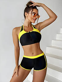 Купальник шорти топ на блискавці Fuba 005 жовтий 42 44 46 48 50 розмір