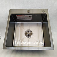 Кухонная мойка из нержавеющей стали ZERIX nano-black 50х50 в цвете графит