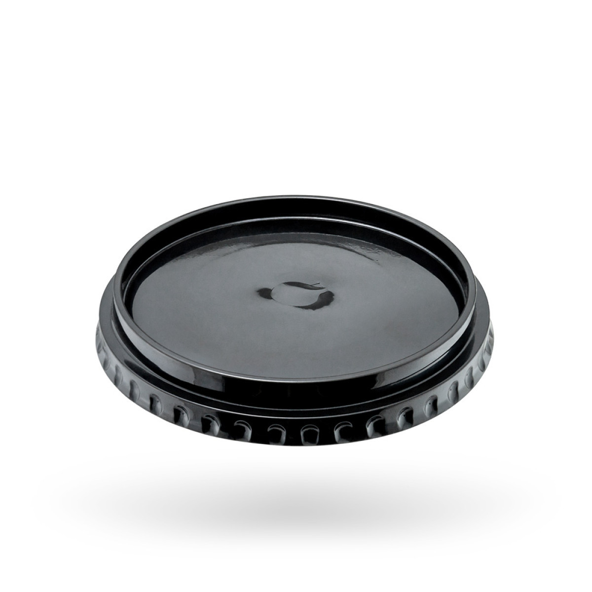 Кришка плоска PET з отвором Ø=95мм | Чорна 50 шт/уп, фото 1