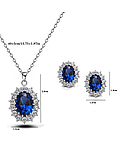 Набір підвіска та сережки сині кристали Комплект кулон сережки, фото 3