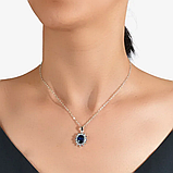 Набір підвіска та сережки сині кристали Комплект кулон сережки, фото 5