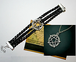 Набір пентаграма підвіска та браслет комплект кулон амулет Надприроднє