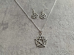Набір Пентаграма кулон і сережки підвіска з Надприродний комплект амулетів