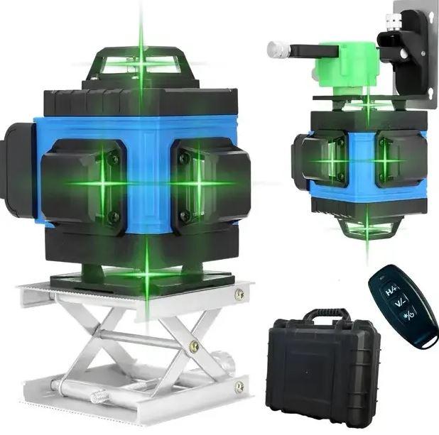 Лазерний рівень 16 ліній нівелір, що самовирівнюється 4d лазерний рівень нівелір зелений в кейсі, фото 1