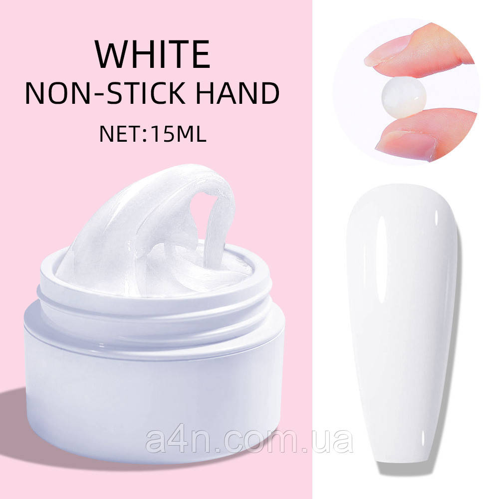 Твердий гель (білий) Fuzimei для гелевих типс та моделювання нігтів - white гель клей, гель слайм, фото 1