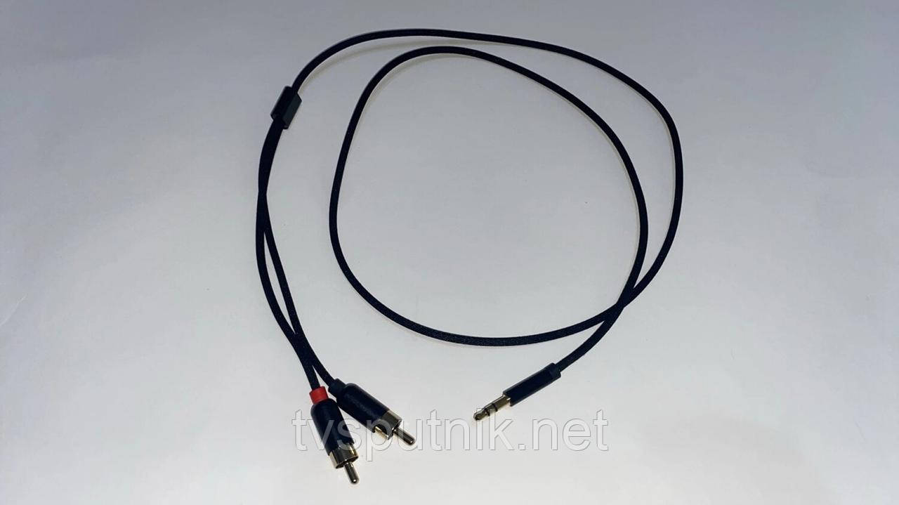 Шнур 3.5 мм стерео - 2 RCA (штекери), позолочені, 1 метр