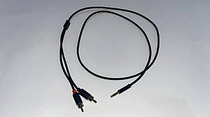 Шнур 3.5 мм стерео - 2 RCA (штекери), позолочені, 1 метр, фото 1