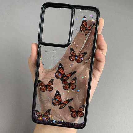Чохол для Motorola Moto G24 чохол з метеликами з блискітками на телефон моторола мото г24 чорний a0i, фото 1