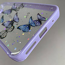 Чохол для Motorola Moto G15 Power чохол з метеликами з блискітками на моторола мото г15 павер бузковий a0i, фото 3