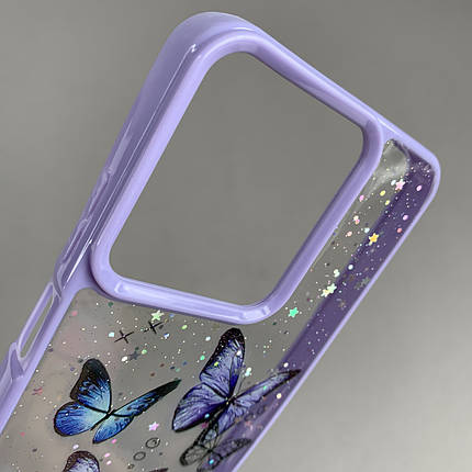 Чохол для Motorola Moto G15 Power чохол з метеликами з блискітками на моторола мото г15 павер бузковий a0i, фото 2