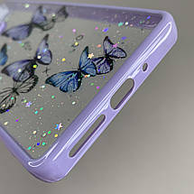 Чохол для Motorola Moto G75 чохол з метеликами з блискітками на телефон моторола мото г75 бузковий a0i, фото 3