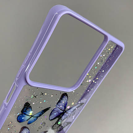 Чохол для Motorola Moto G75 чохол з метеликами з блискітками на телефон моторола мото г75 бузковий a0i, фото 2