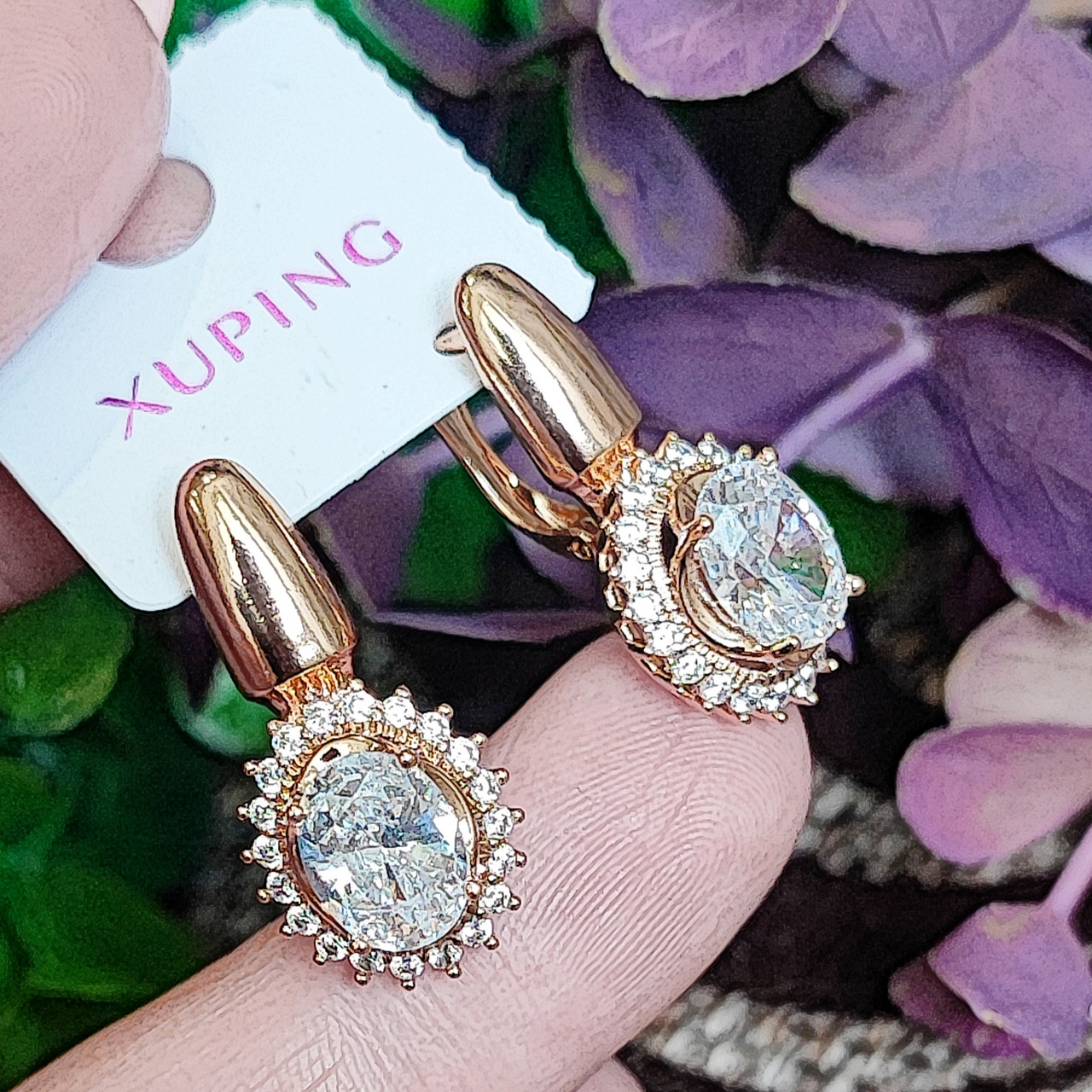 Сережки Xuping довжина 2.5см ширина 1.2см медичне золото позолота 18К с1575