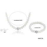 Набір з перлинами намисто кольє браслет сережки перли весільний комплект перлин, фото 6