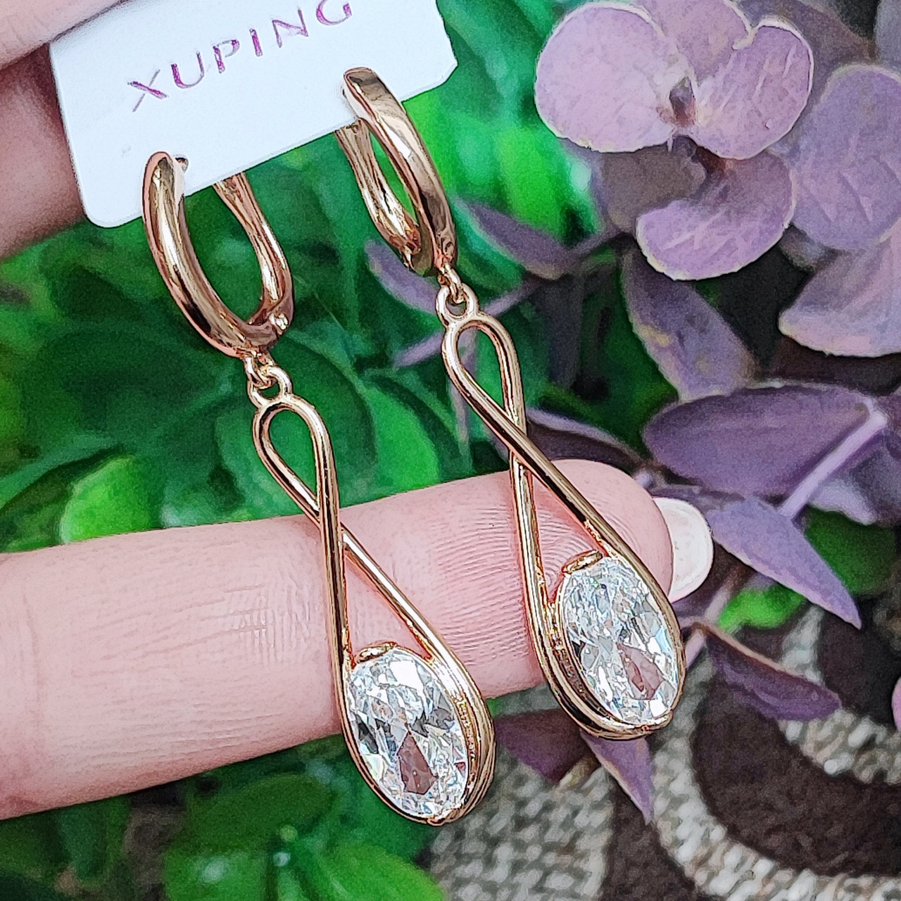 Сережки Xuping довжина 4.8см ширина 1см медичне золото позолота 18К с1576