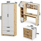 Комплект меблів Тінейджер: письмовий стіл, шафа, комод, меблі в спальну кімнату, фото 2