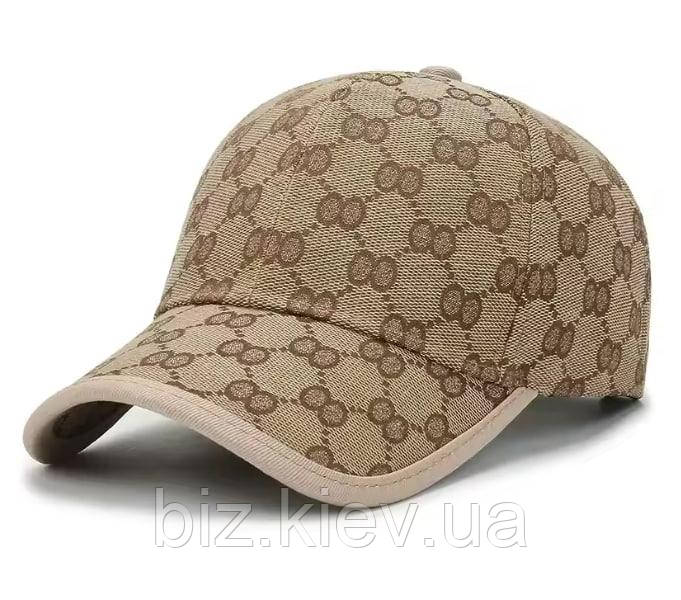 Бейсболка бежева з принтом, фото 1